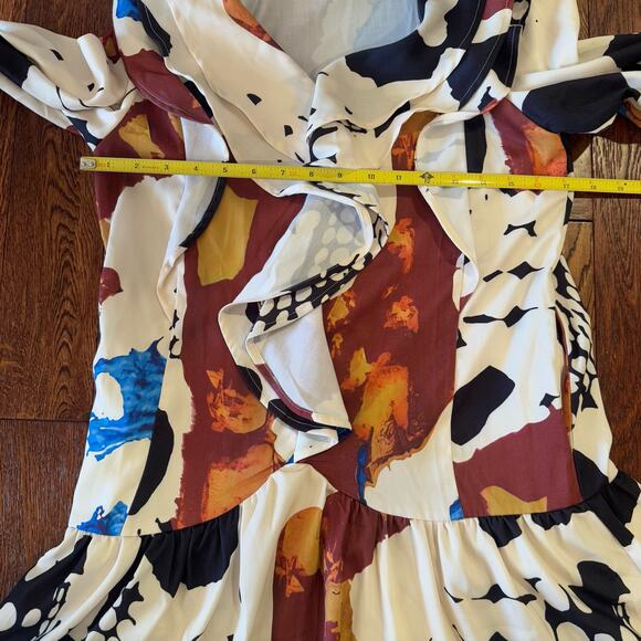 Mulla Ruffle Mini Dress Womens Small Art to Wear Boho Festival Maximalism Colors - Picture 5 of 11